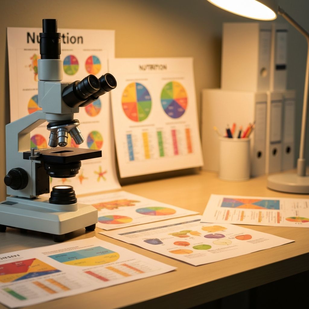 Scientific representation of nutritional research and macronutrient analysis
